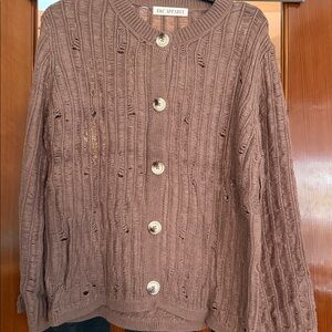 Womens Brown large sweater button New